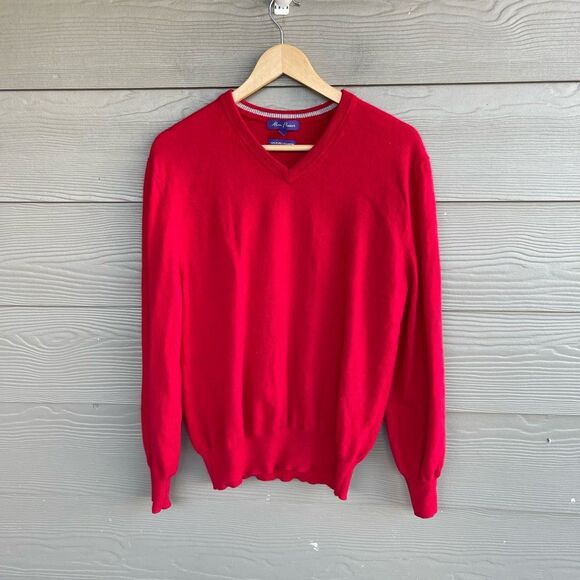 Allan Flusser Men’s 100% cashmere red v neck sweater - Picture 1 of 4